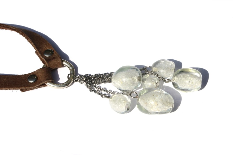 Ketting leer met trosjes clear